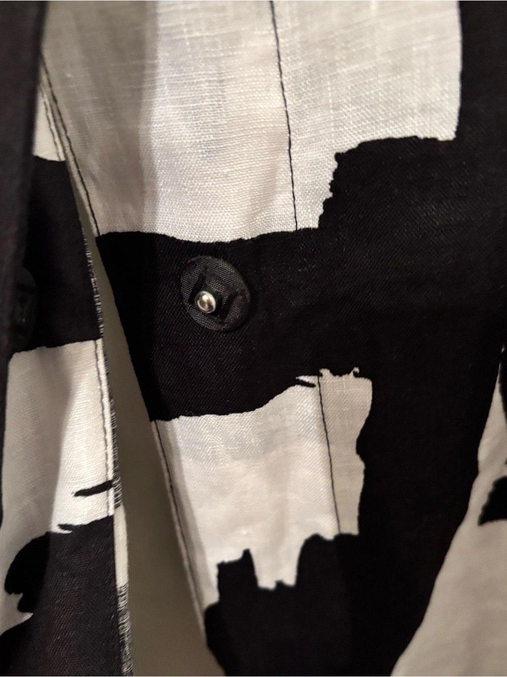 Grace Black and White Abstract Print short Blazer linen jacket 6 - Picture 6 of 7